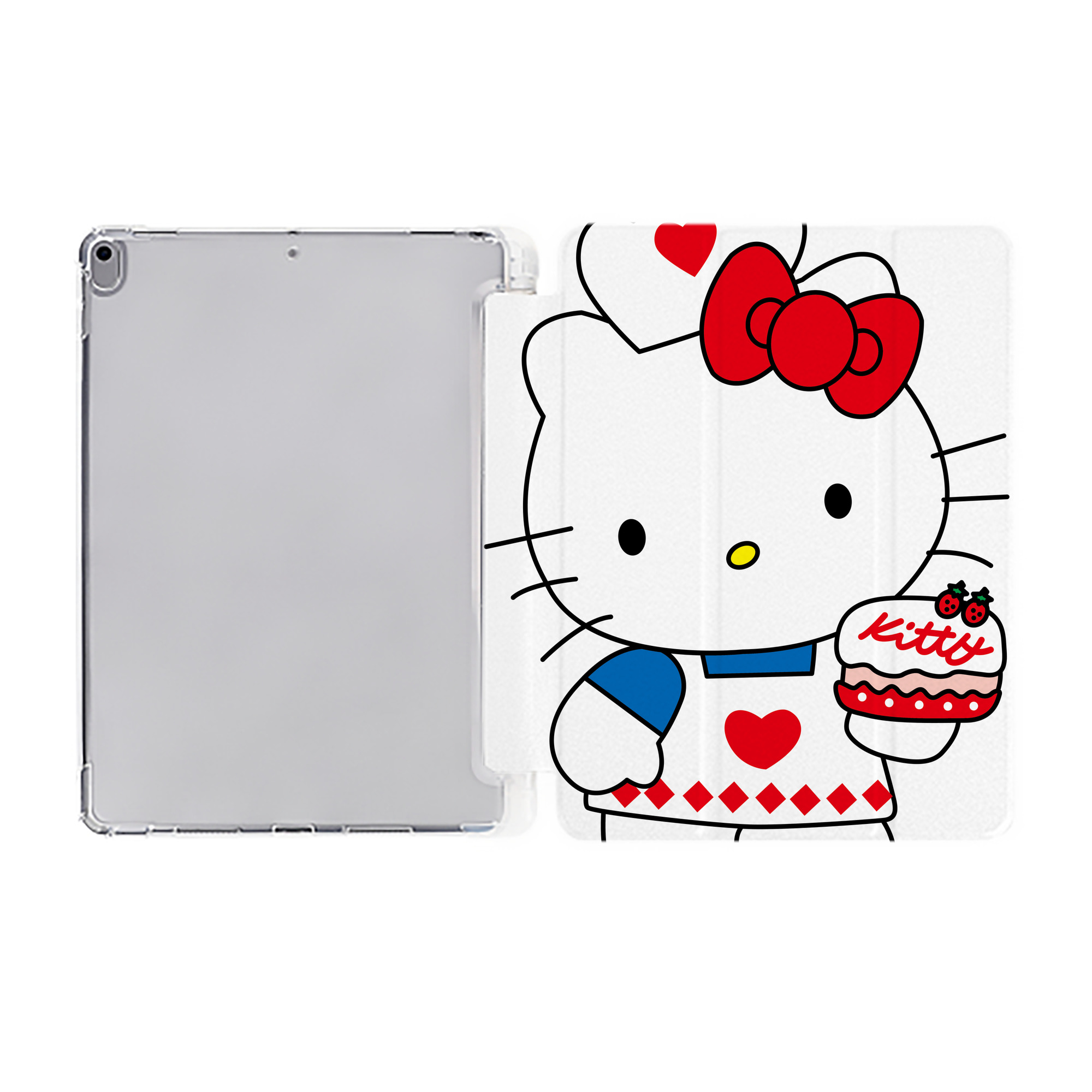 （画像用） Hello Kitty ハローキティ IPad ケース ペン収納付き 三つ折りスタンド PUレザー×シリコン 対応機種9.5/10.5/10.9インチ